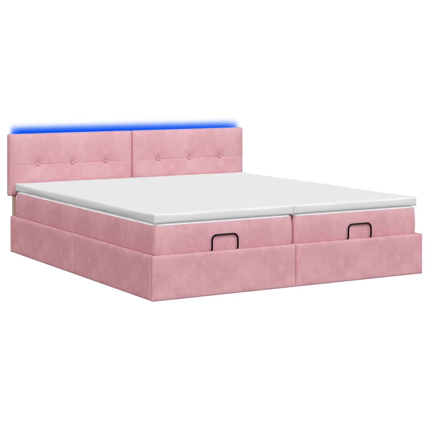 Ottoman-Bett mit Matratze und LED Rosa 200 x 200 cm Samt