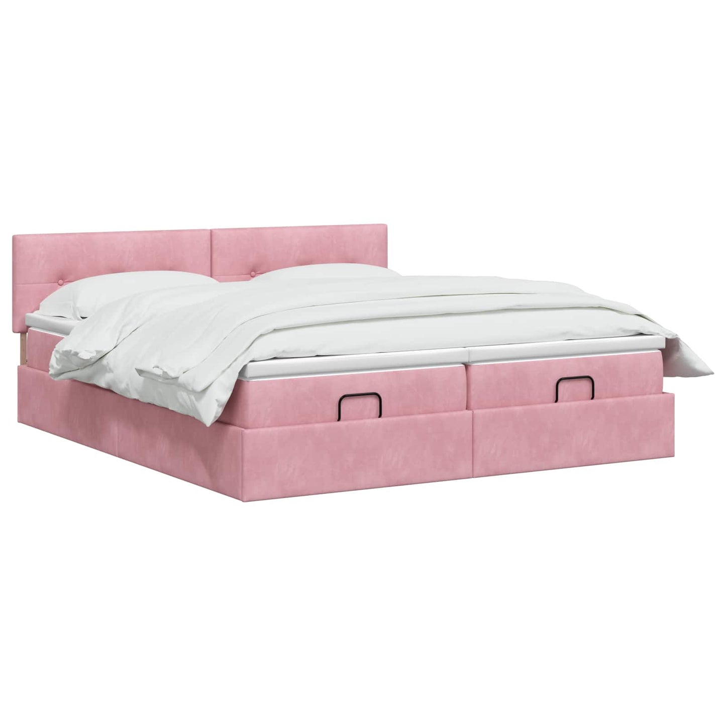 Ottoman-Bett mit Matratze und LED Rosa 200 x 200 cm Samt