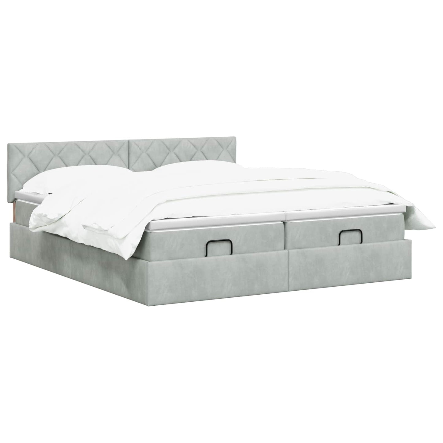 Ottoman-Bett mit Matratze und LED Hellgrau 160 x 200 cm Samt