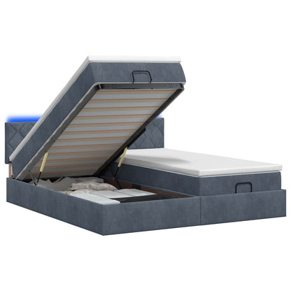 Ottoman-Bett mit Matratze und LED Dunkelgrau 200 x 200 cm Samt