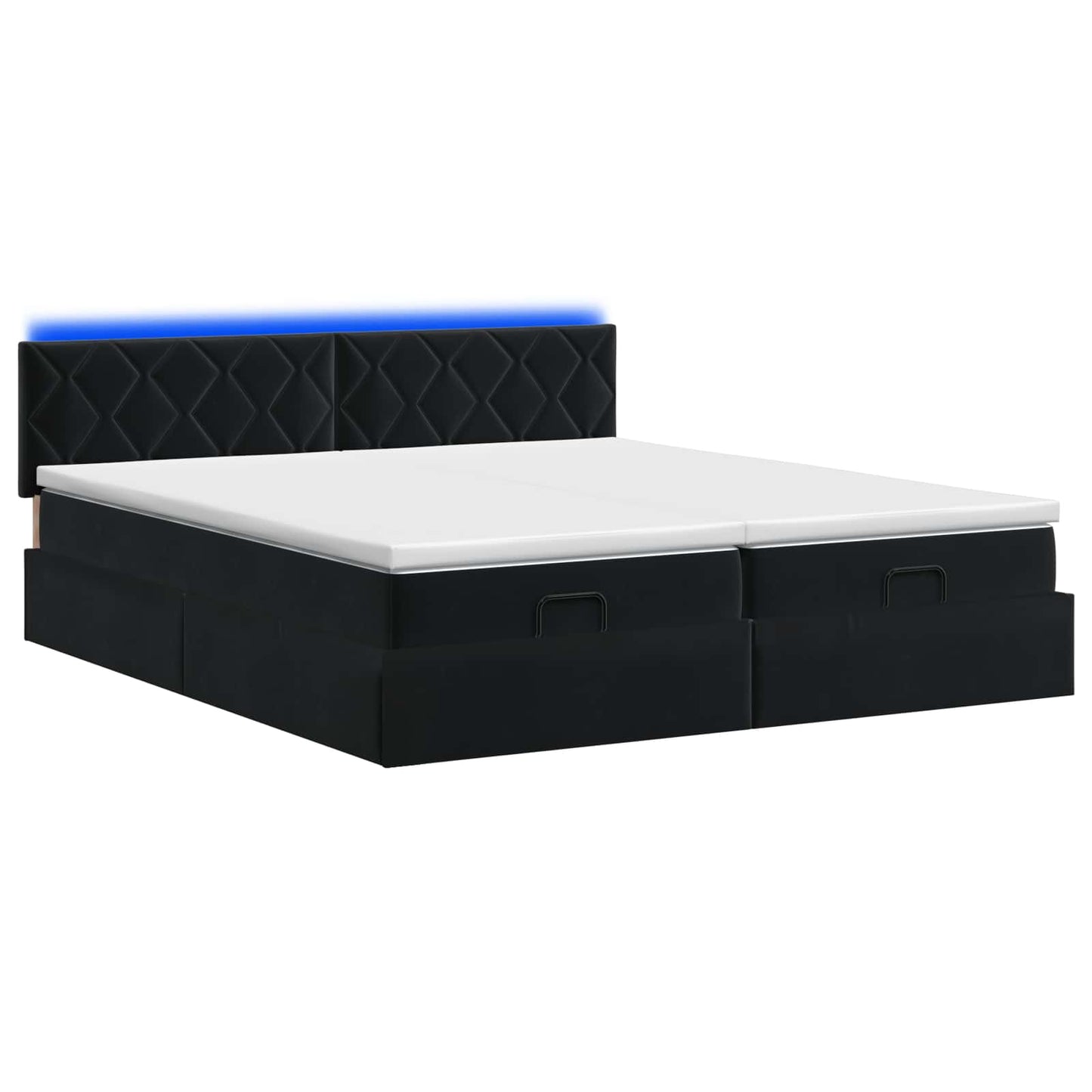 Ottoman-Bett mit Matratze und LED Schwarz 200 x 200 cm Samt