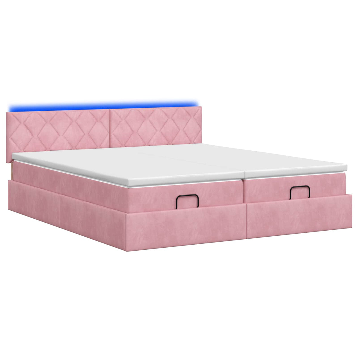 Ottoman-Bett mit Matratze und LED Rosa 200 x 200 cm Samt
