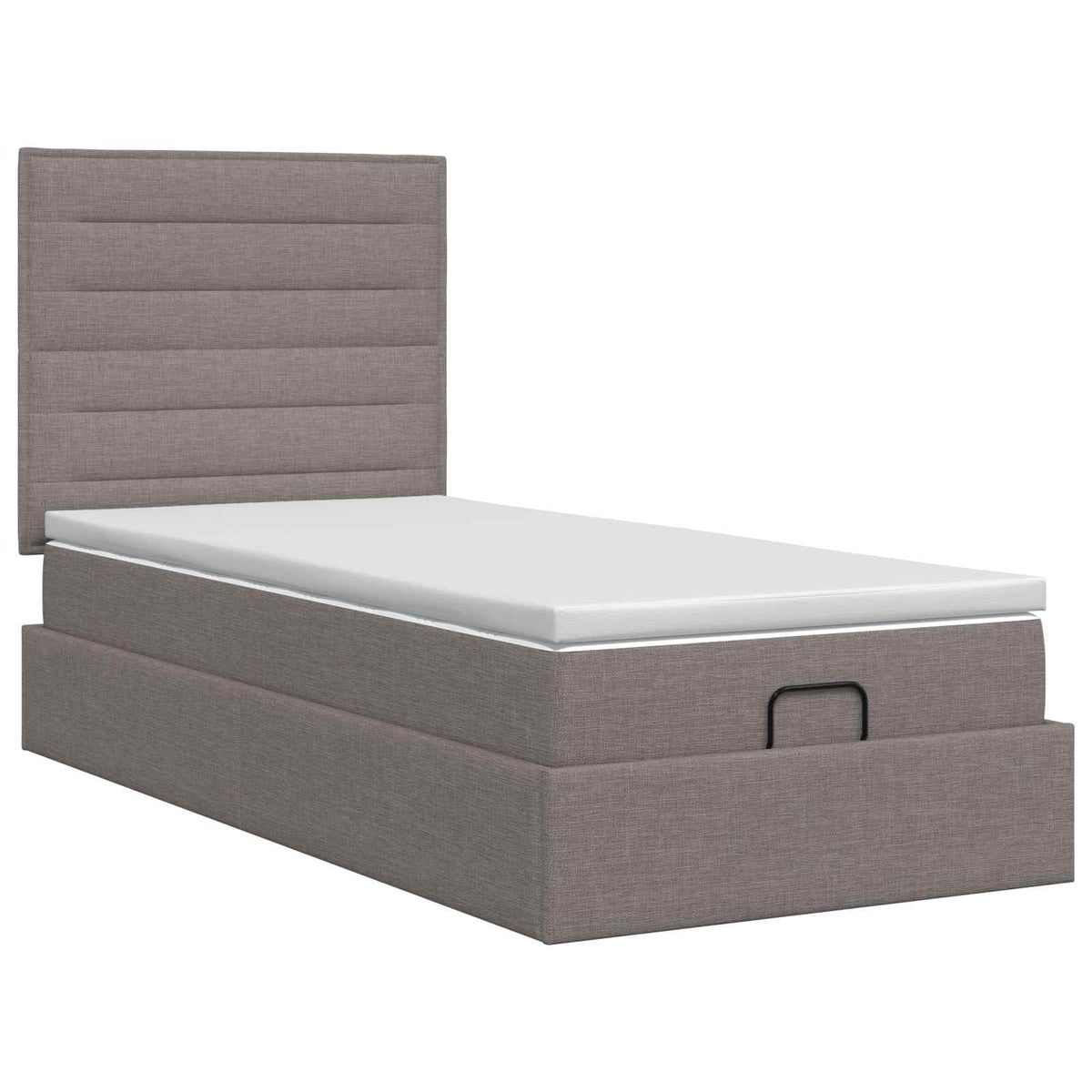 Ottoman Bett mit Matratze mit Kopfteil Taupe 80 x 200 cm Stoff