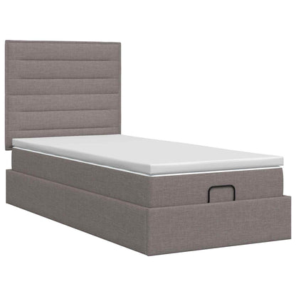Ottoman Bett mit Matratze mit Kopfteil Taupe 80 x 200 cm Stoff