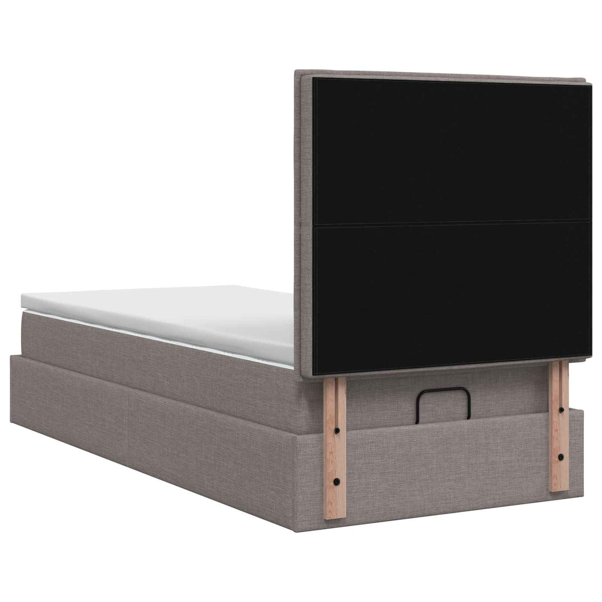 Ottoman Bett mit Matratze mit Kopfteil Taupe 80 x 200 cm Stoff