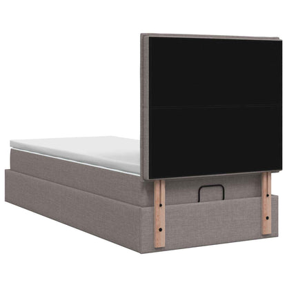 Ottoman Bett mit Matratze mit Kopfteil Taupe 80 x 200 cm Stoff