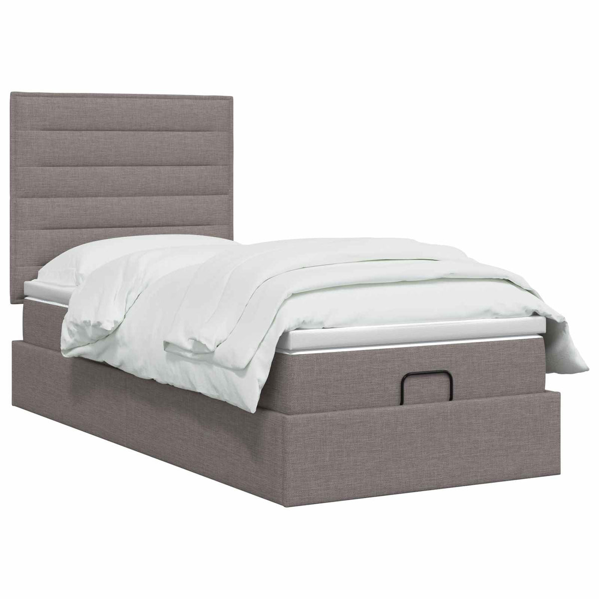 Ottoman Bett mit Matratze mit Kopfteil Taupe 80 x 200 cm Stoff