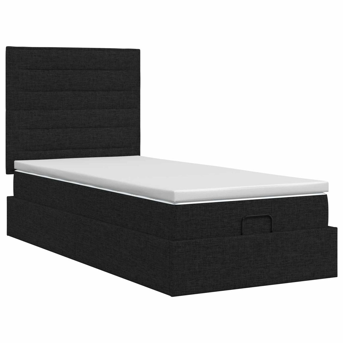 Ottoman Bett mit Matratze Schwarz 90 x 190 cm Stoff