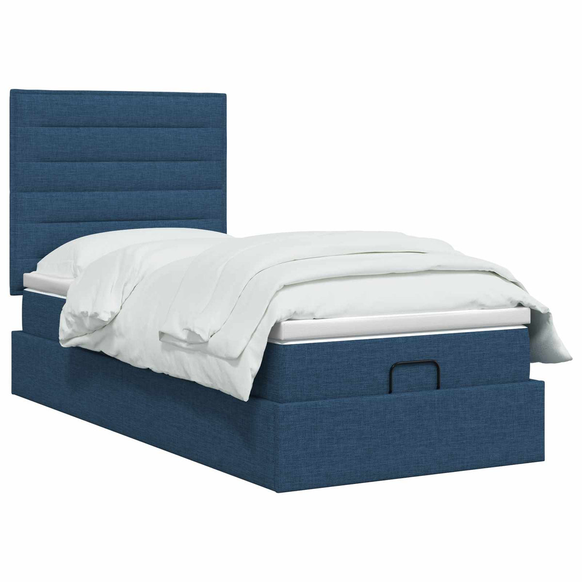 Ottoman Bett mit Matratze mit Kopfteil Blau 90 x 200 cm Stoff