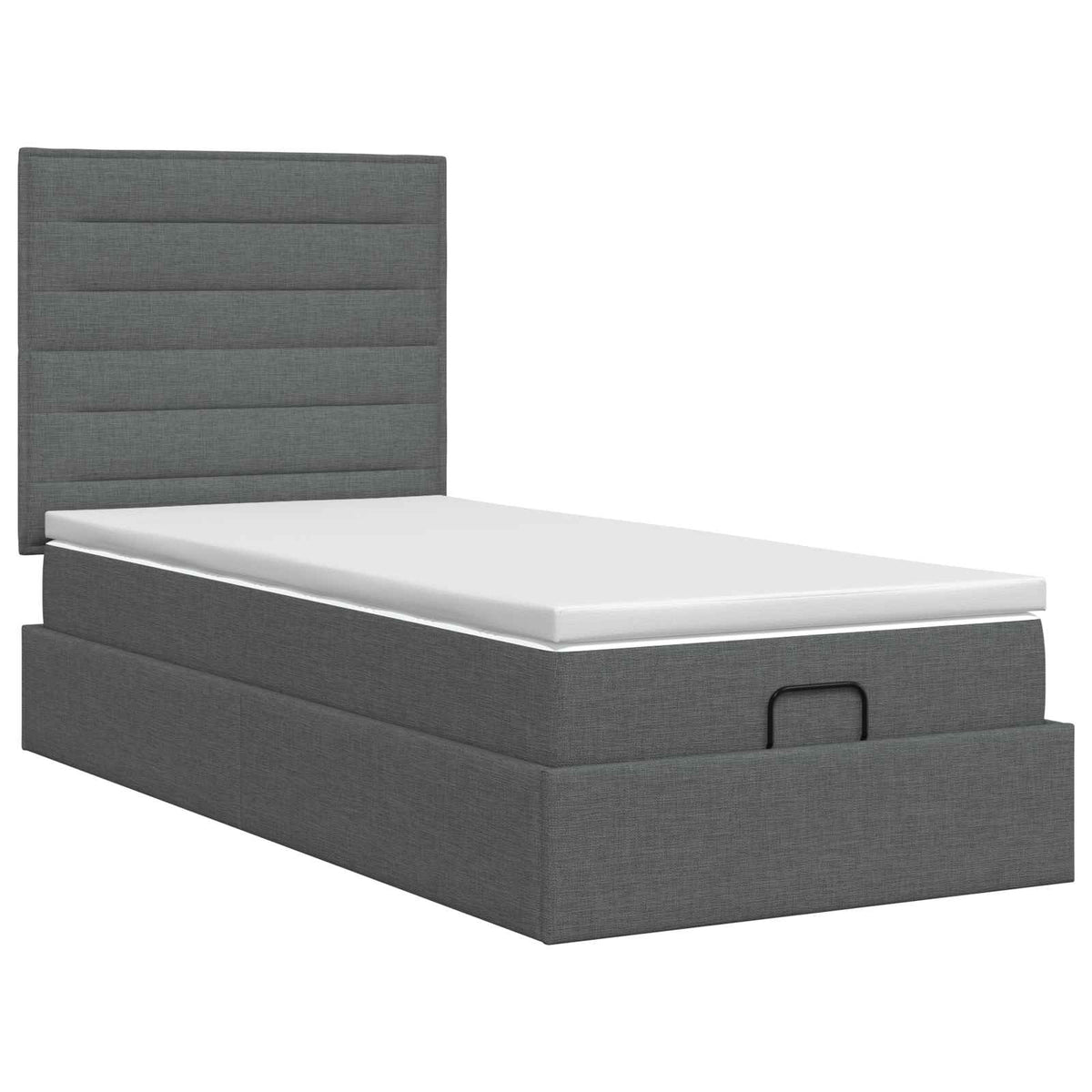 Ottoman Bett mit Matratze Dunkelgrau 100 x 200 cm Stoff