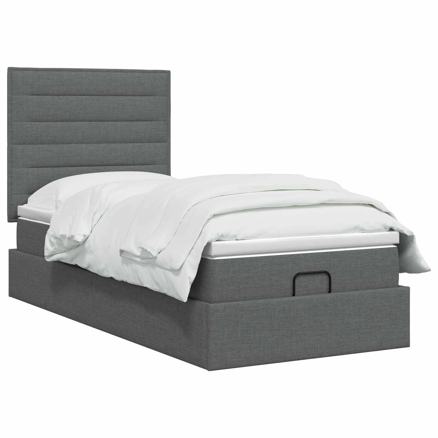 Ottoman Bett mit Matratze Dunkelgrau 100 x 200 cm Stoff