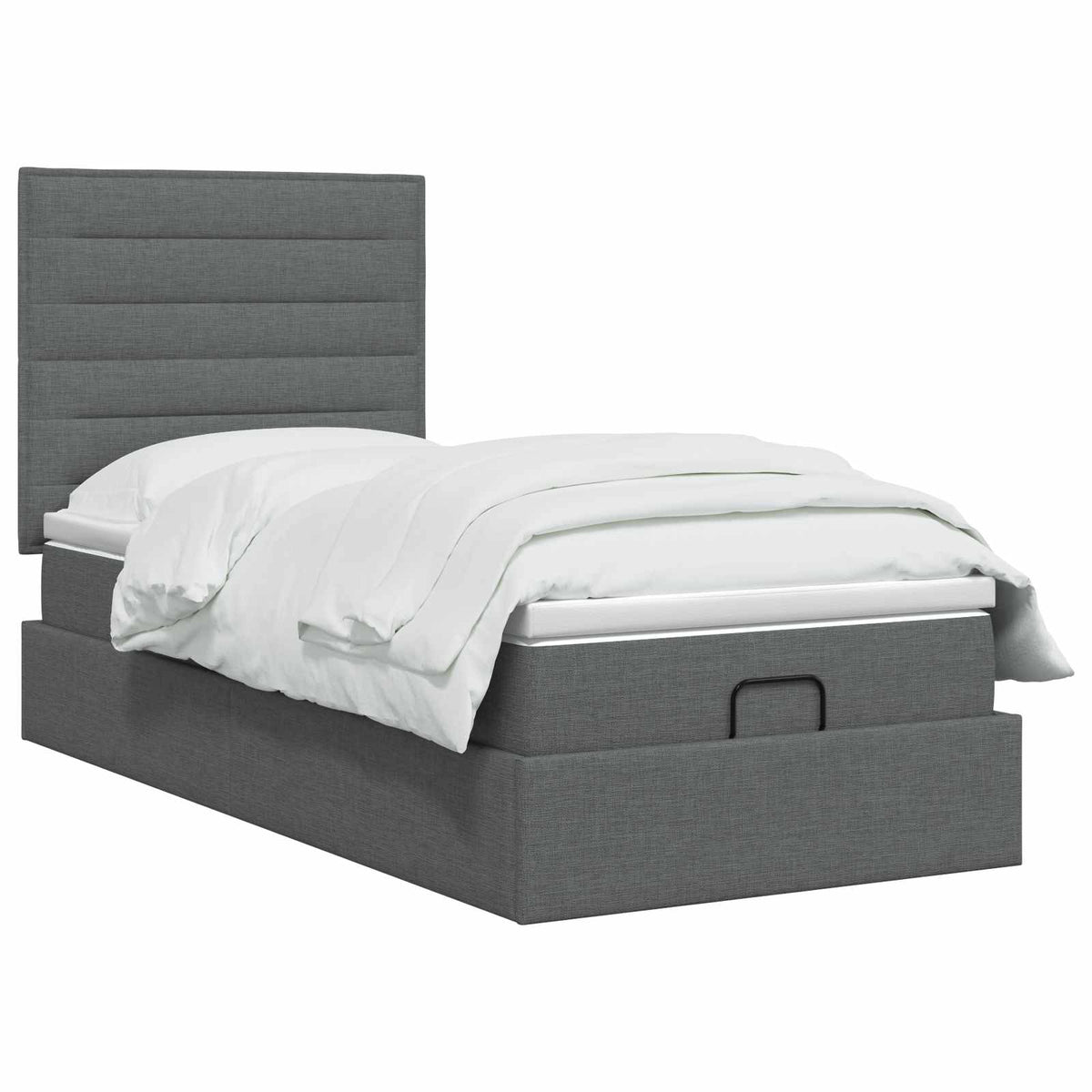 Ottoman Bett mit Matratze Dunkelgrau 100 x 200 cm Stoff