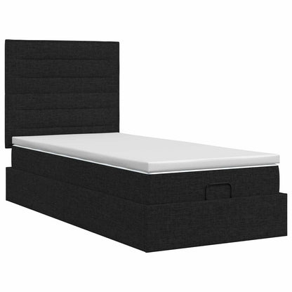 Ottoman Bett mit Matratze Schwarz 100 x 200 cm Stoff