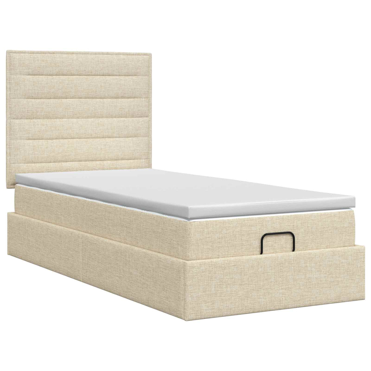 Ottoman Bett mit Matratze mit Kopfteil Creme 100 x 200 cm Stoff