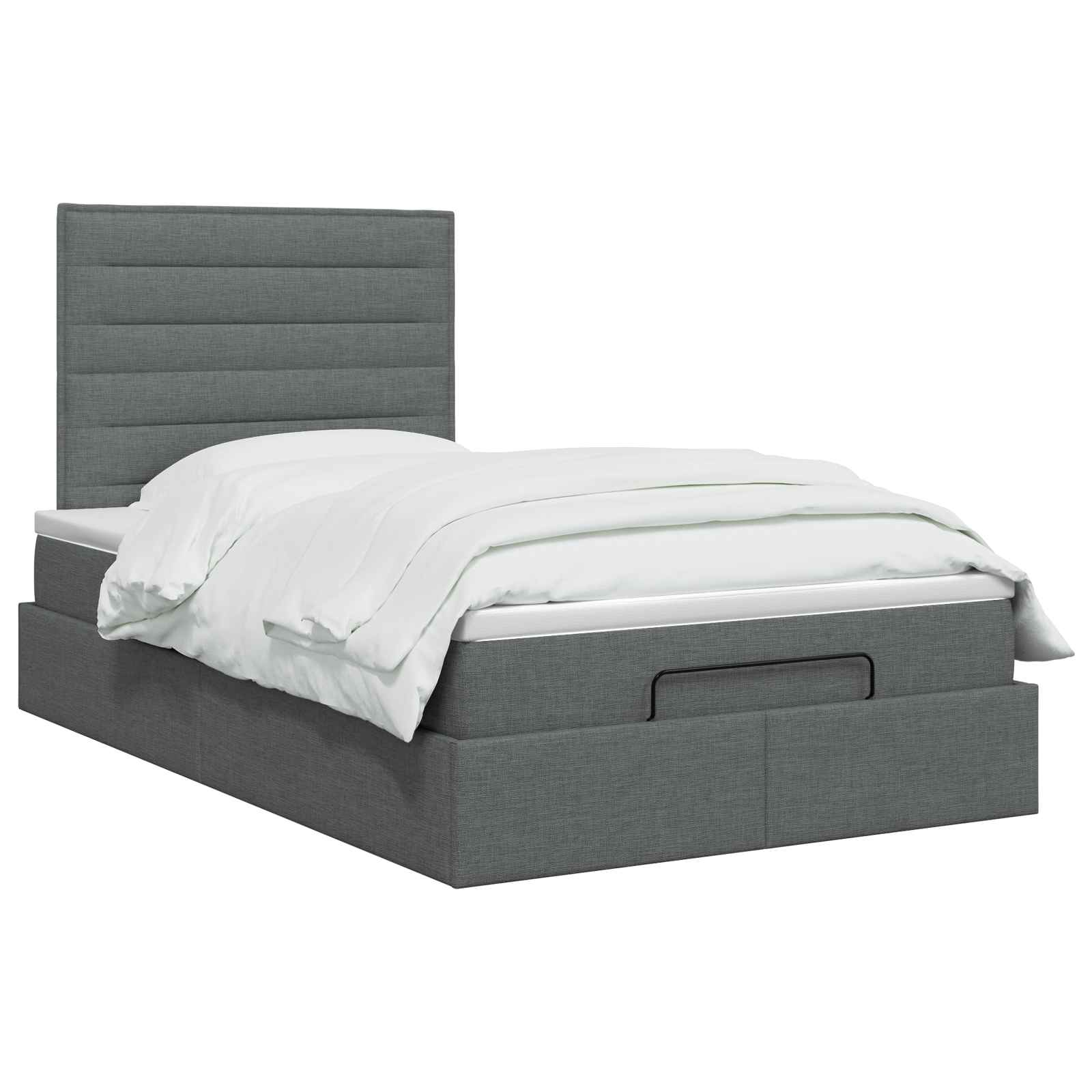 Ottoman Bett mit Matratze Dunkelgrau 120 x 190 cm Stoff