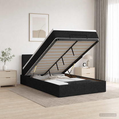 Ottoman-Bett mit Matratze und LED Schwarz 120 x 200 cm Stoff