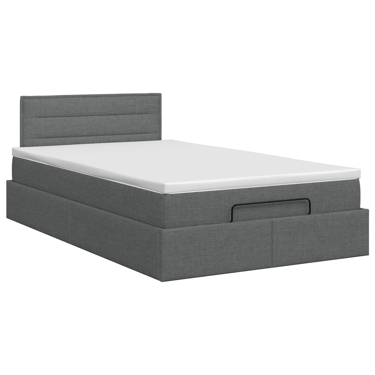 Ottoman Bett mit Matratze Dunkelgrau 120 x 200 cm Stoff