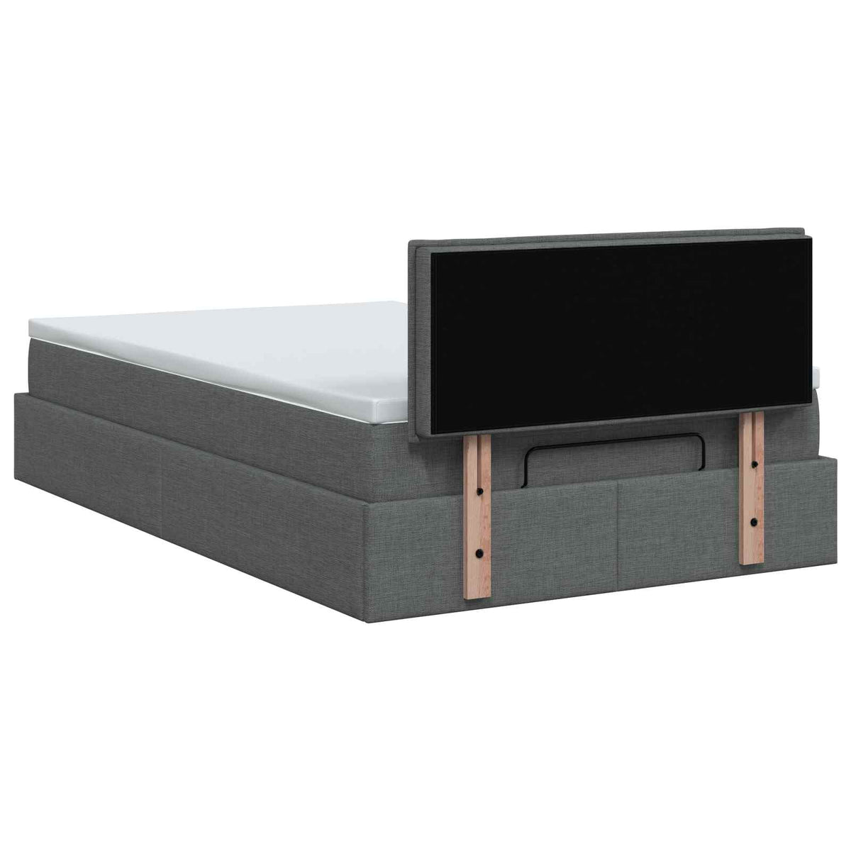 Ottoman Bett mit Matratze Dunkelgrau 120 x 200 cm Stoff