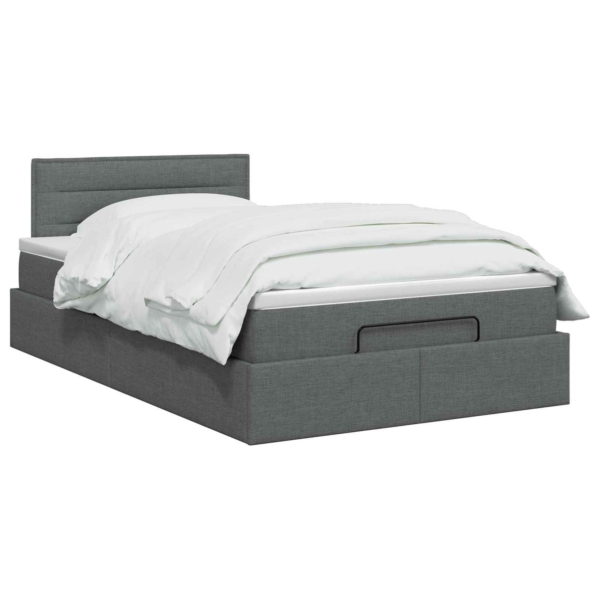 Ottoman Bett mit Matratze Dunkelgrau 120 x 200 cm Stoff