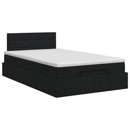Ottoman Bett mit Matratze Schwarz 120 x 200 cm Stoff
