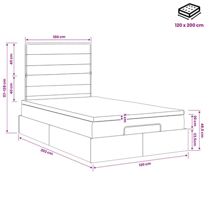 Ottoman Bett mit Matratze Schwarz 120 x 200 cm Stoff