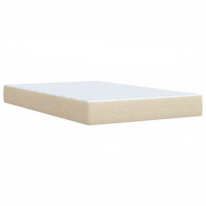 Ottoman Bett mit Matratze mit Kopfteil Creme 120 x 200 cm Stoff