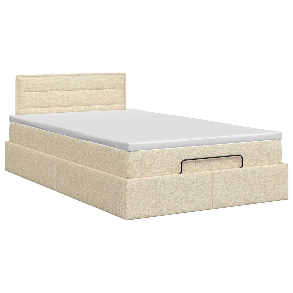 Ottoman Bett mit Matratze mit Kopfteil Creme 120 x 200 cm Stoff