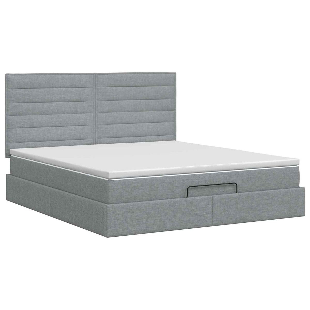 Ottoman Bett mit Matratze Hellgrau 140 x 190 cm Stoff