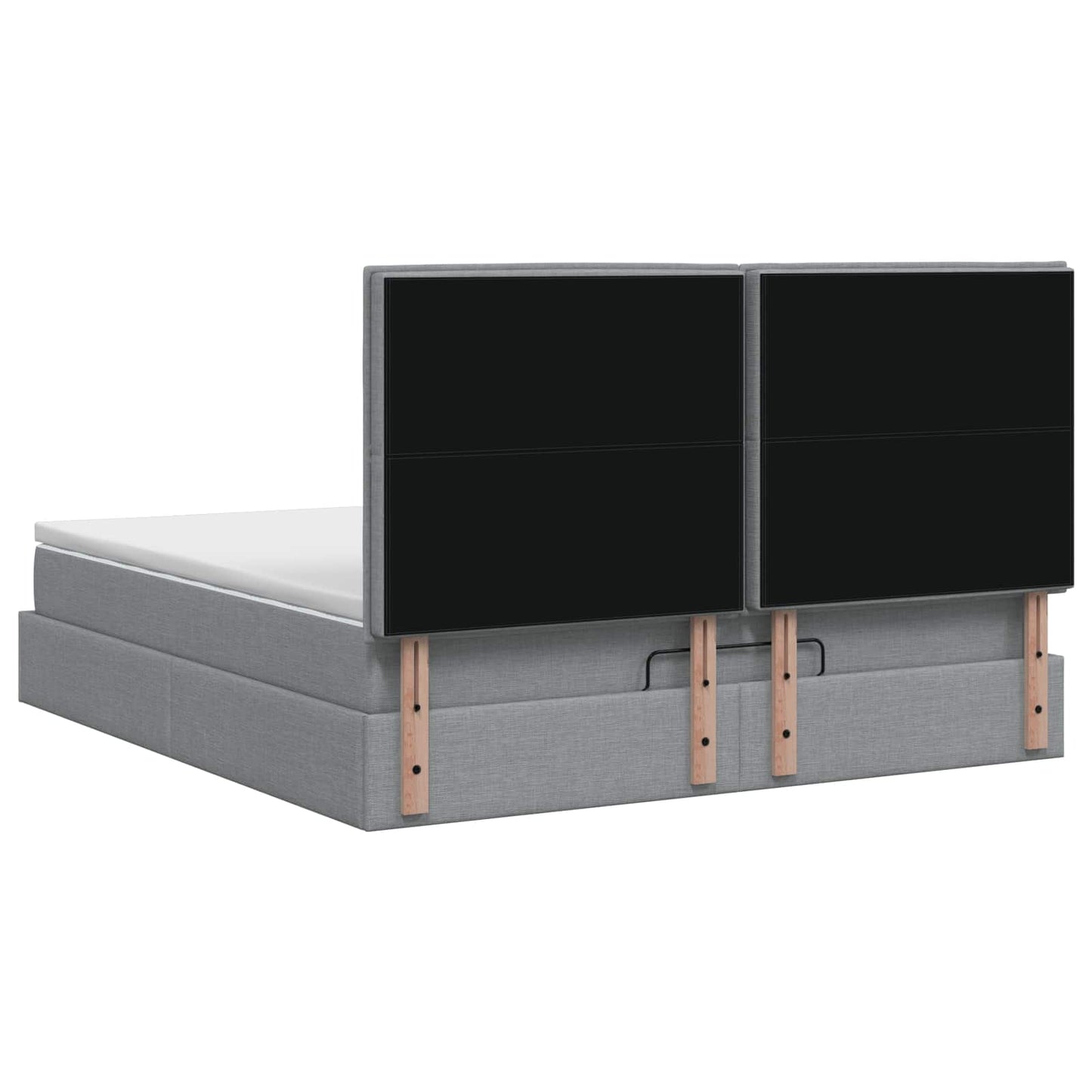 Ottoman Bett mit Matratze Hellgrau 140 x 190 cm Stoff