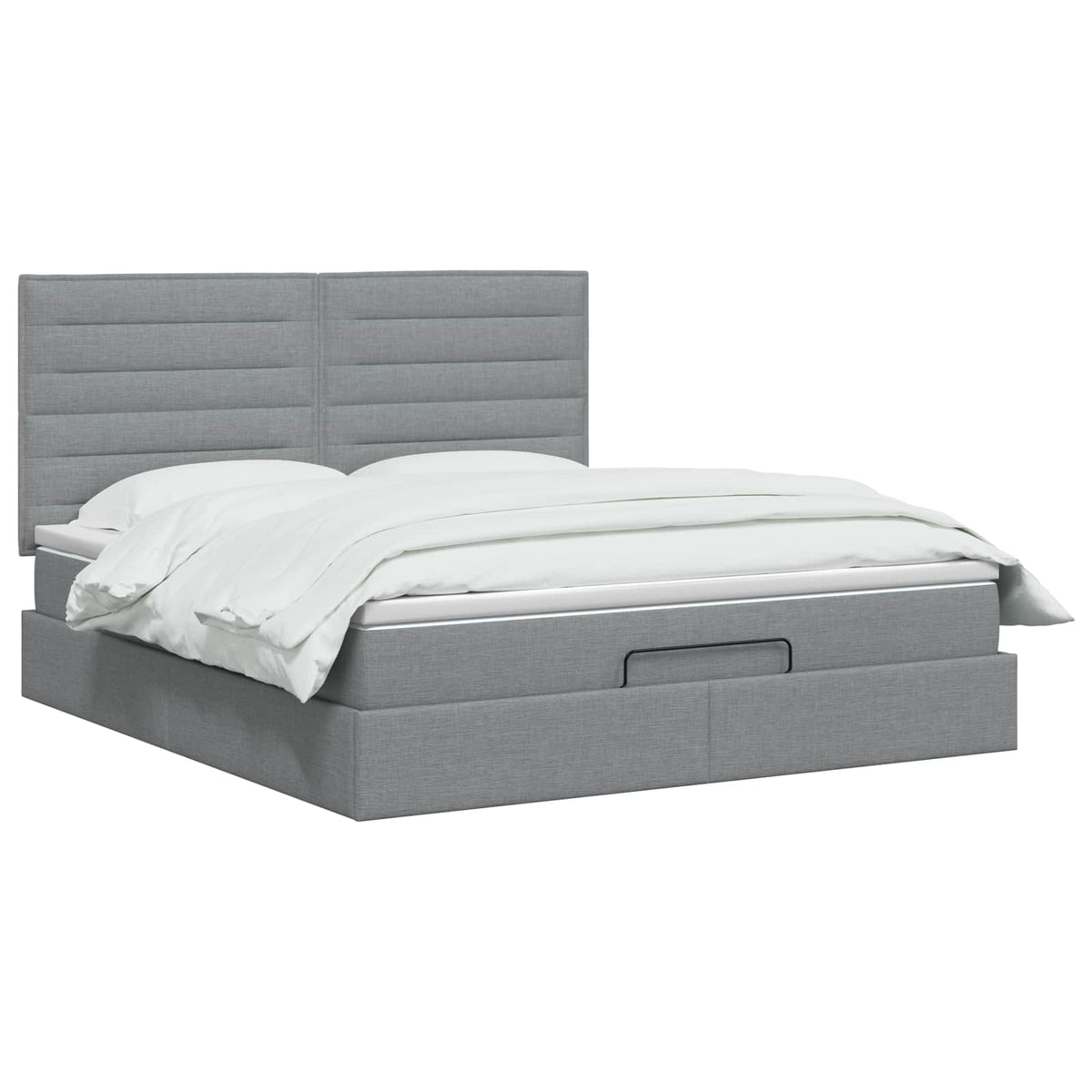 Ottoman Bett mit Matratze Hellgrau 140 x 200 cm Stoff