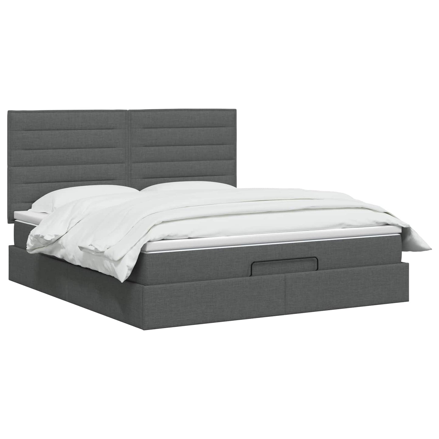 Ottoman Bett mit Matratze Dunkelgrau 140 x 200 cm Stoff