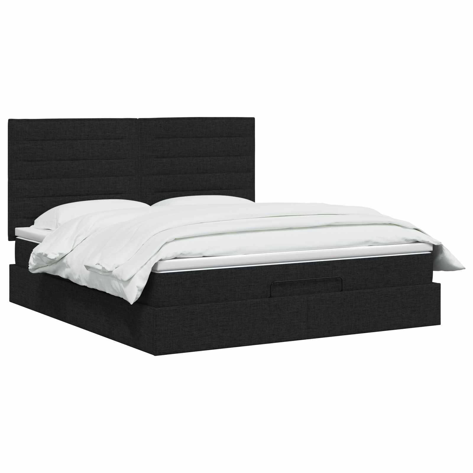 Ottoman Bett mit Matratze Schwarz 140 x 200 cm Stoff