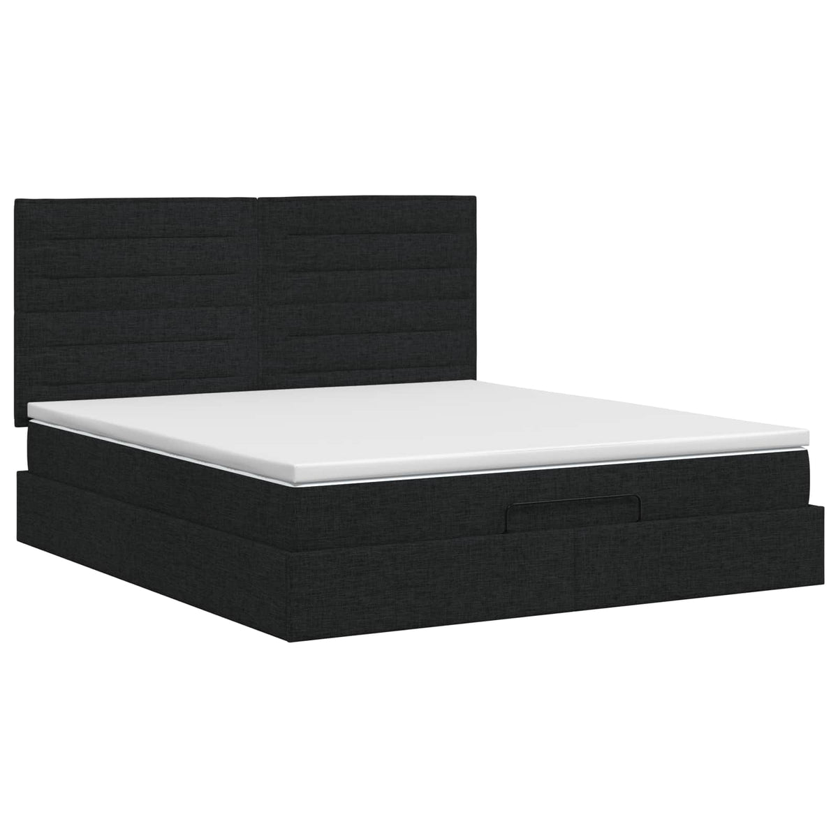Ottoman Bett mit Matratze Schwarz 160 x 200 cm Stoff