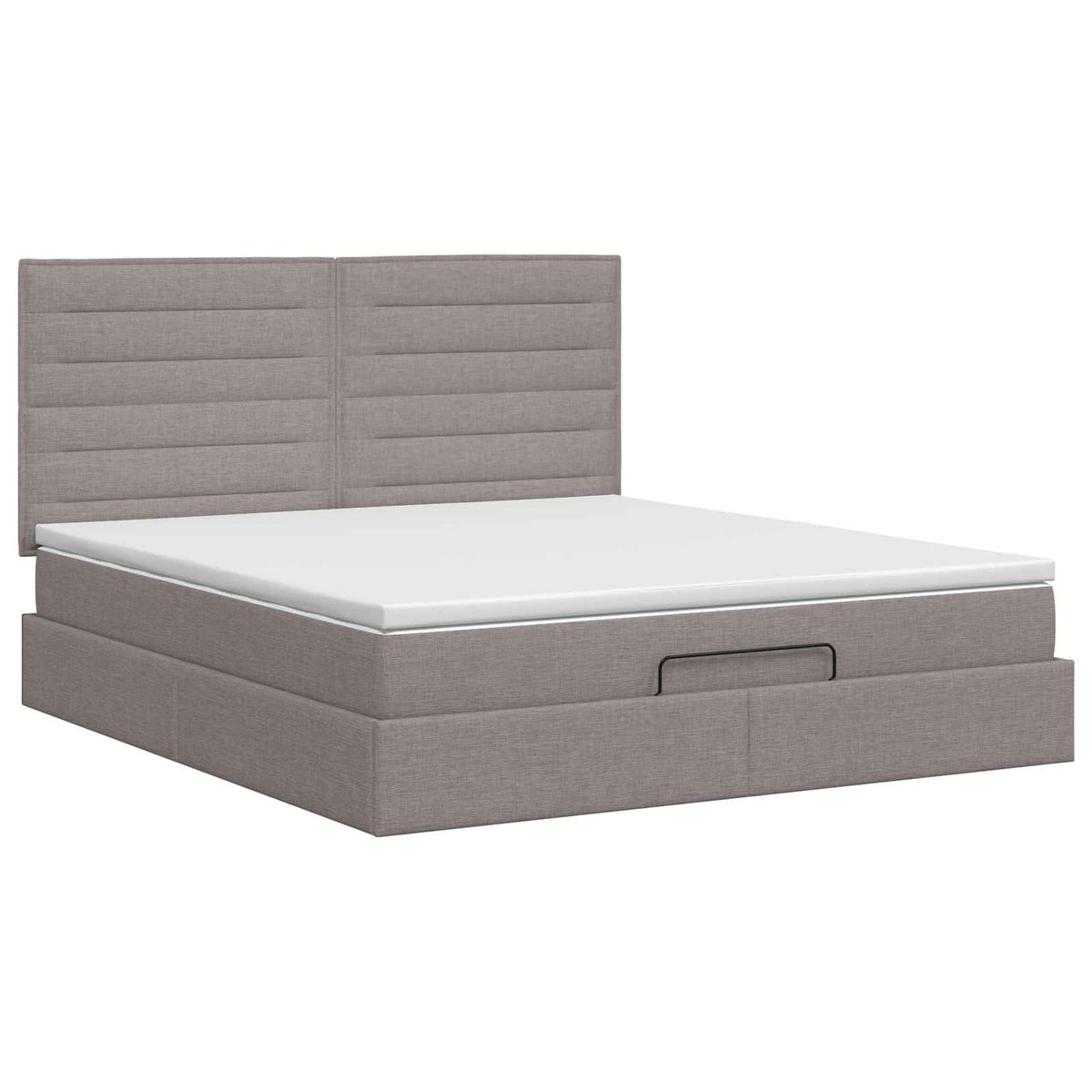 Ottoman Bett mit Matratze mit Kopfteil Taupe 160 x 200 cm Stoff