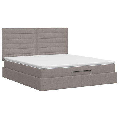 Ottoman Bett mit Matratze mit Kopfteil Taupe 160 x 200 cm Stoff