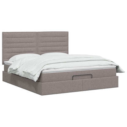 Ottoman Bett mit Matratze mit Kopfteil Taupe 160 x 200 cm Stoff
