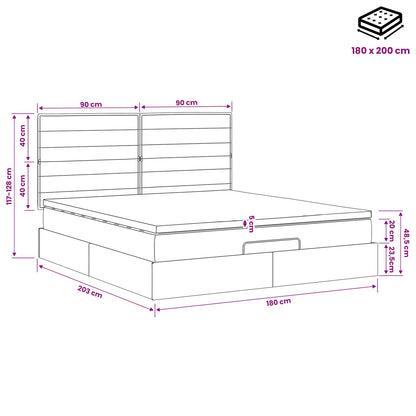 Ottoman Bett mit Matratze Schwarz 180 x 200 cm Stoff