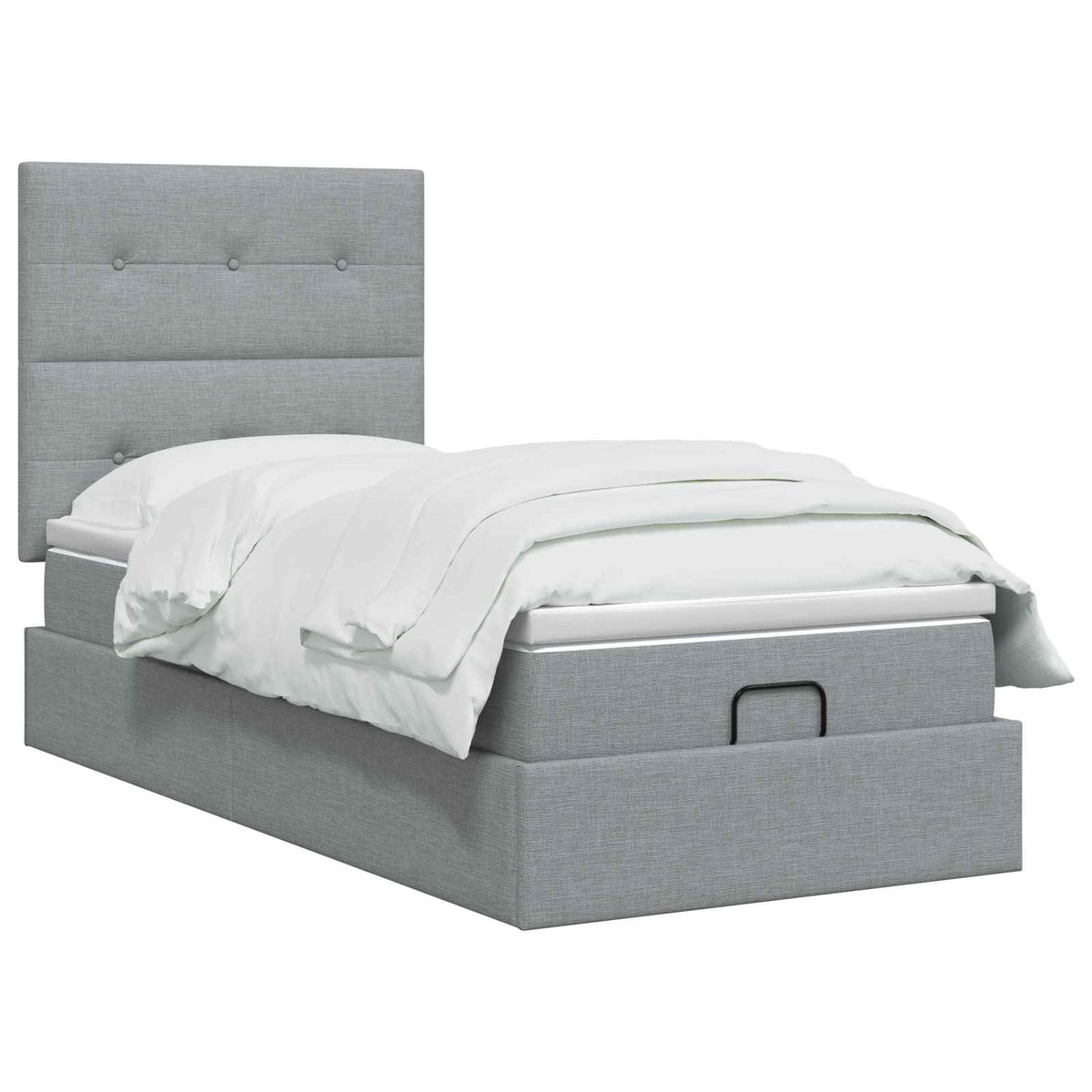 Ottoman Bett mit Matratze Hellgrau 80 x 200 cm Stoff