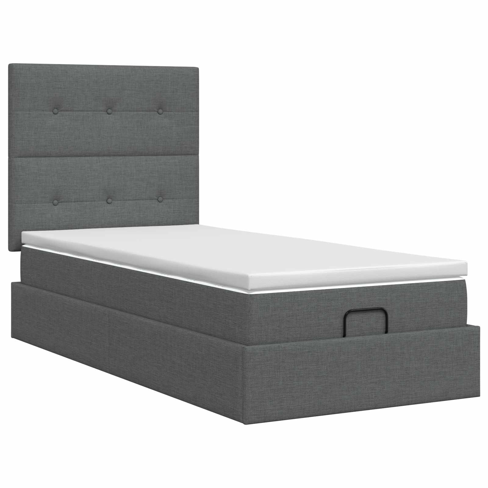 Ottoman Bett mit Matratze Dunkelgrau 80 x 200 cm Stoff