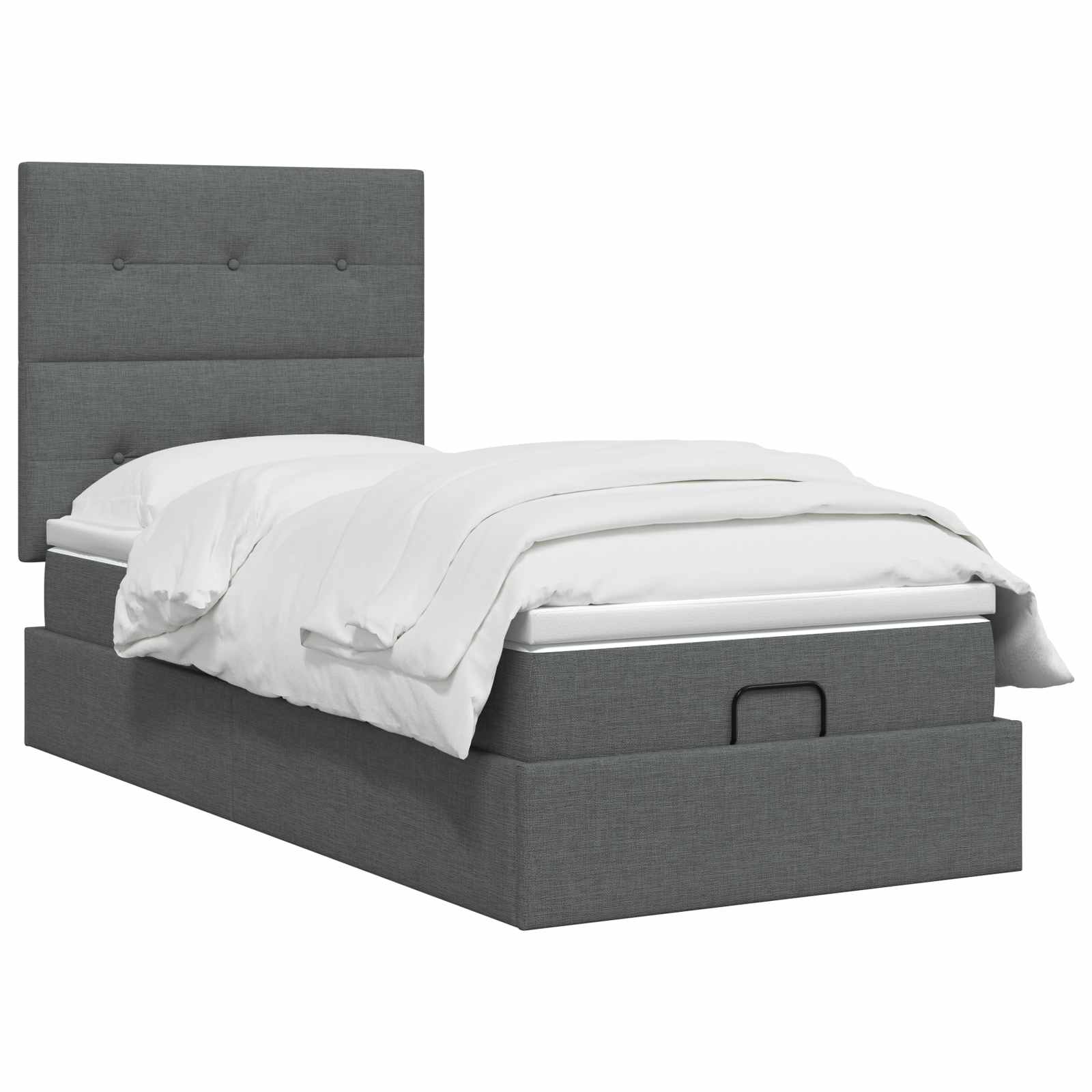 Ottoman Bett mit Matratze Dunkelgrau 80 x 200 cm Stoff