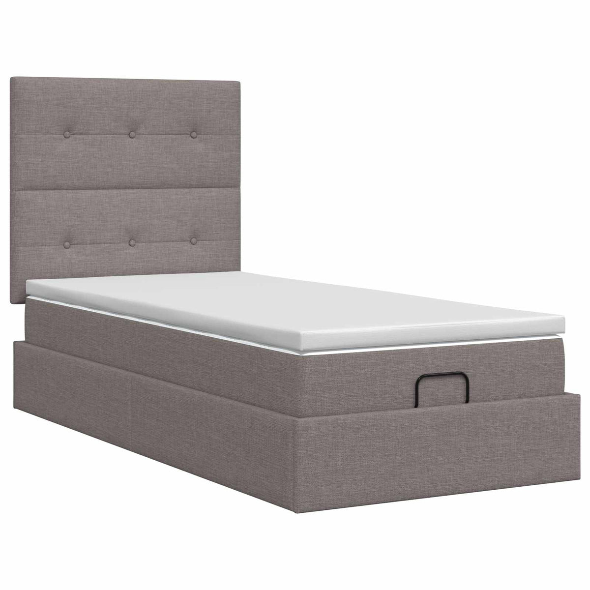 Ottoman Bett mit Matratze mit Kopfteil Taupe 80 x 200 cm Stoff