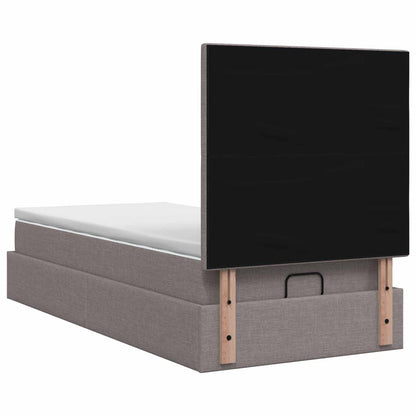 Ottoman Bett mit Matratze mit Kopfteil Taupe 80 x 200 cm Stoff