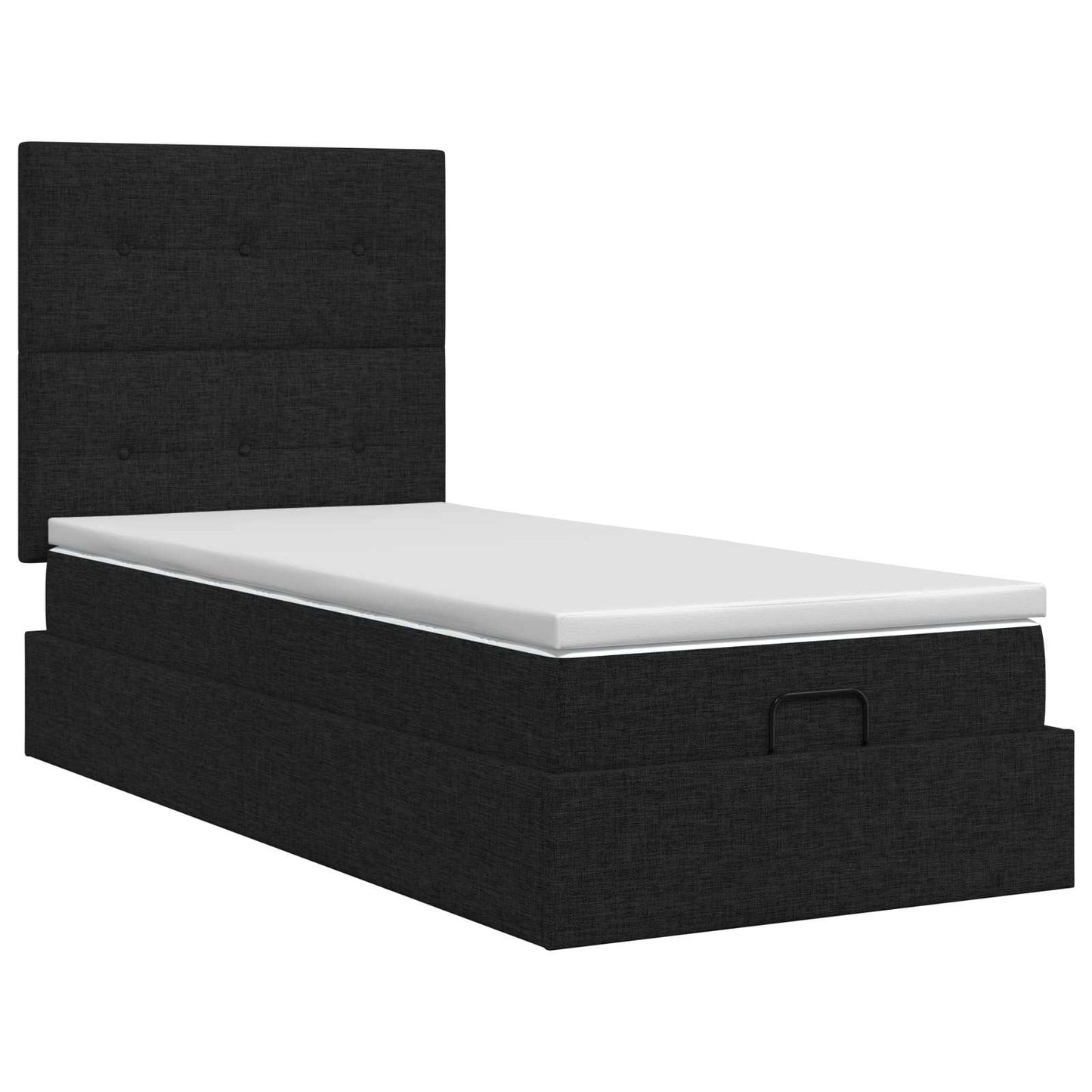 Ottoman Bett mit Matratze Schwarz 90 x 190 cm Stoff