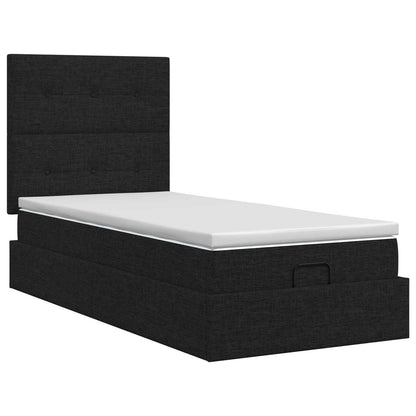 Ottoman Bett mit Matratze Schwarz 90 x 190 cm Stoff
