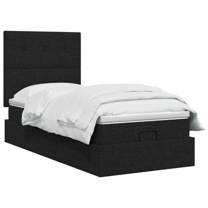 Ottoman Bett mit Matratze Schwarz 90 x 190 cm Stoff