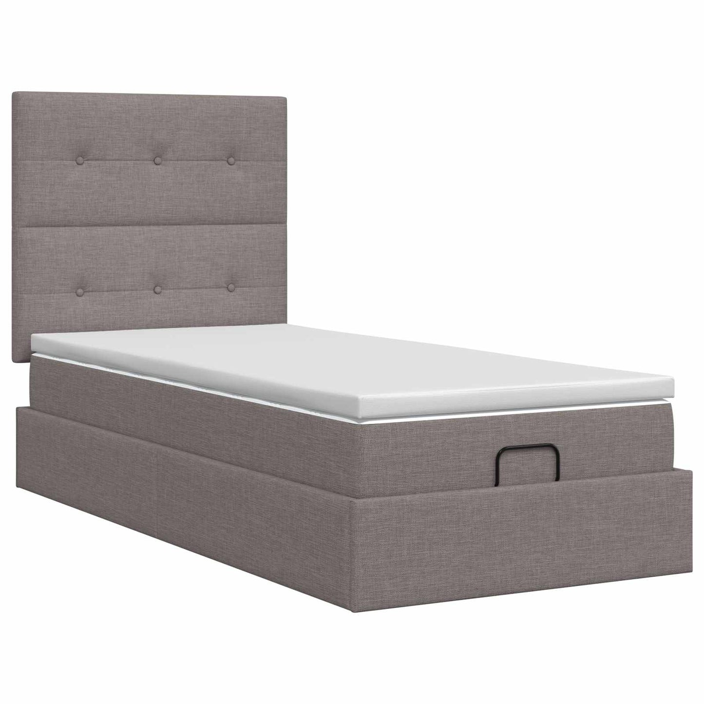 Ottoman Bett mit Matratze mit Kopfteil Taupe 90 x 190 cm Stoff