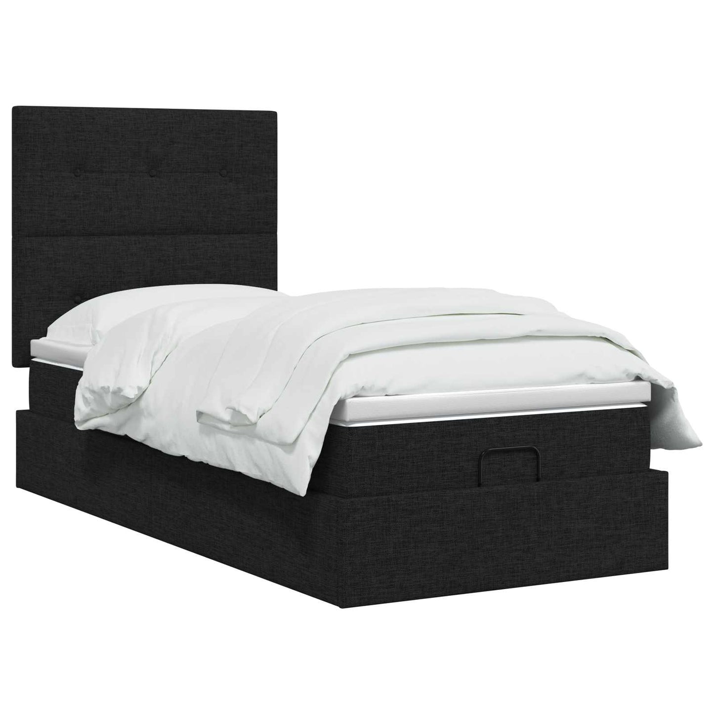 Ottoman Bett mit Matratze Schwarz 90 x 200 cm Stoff