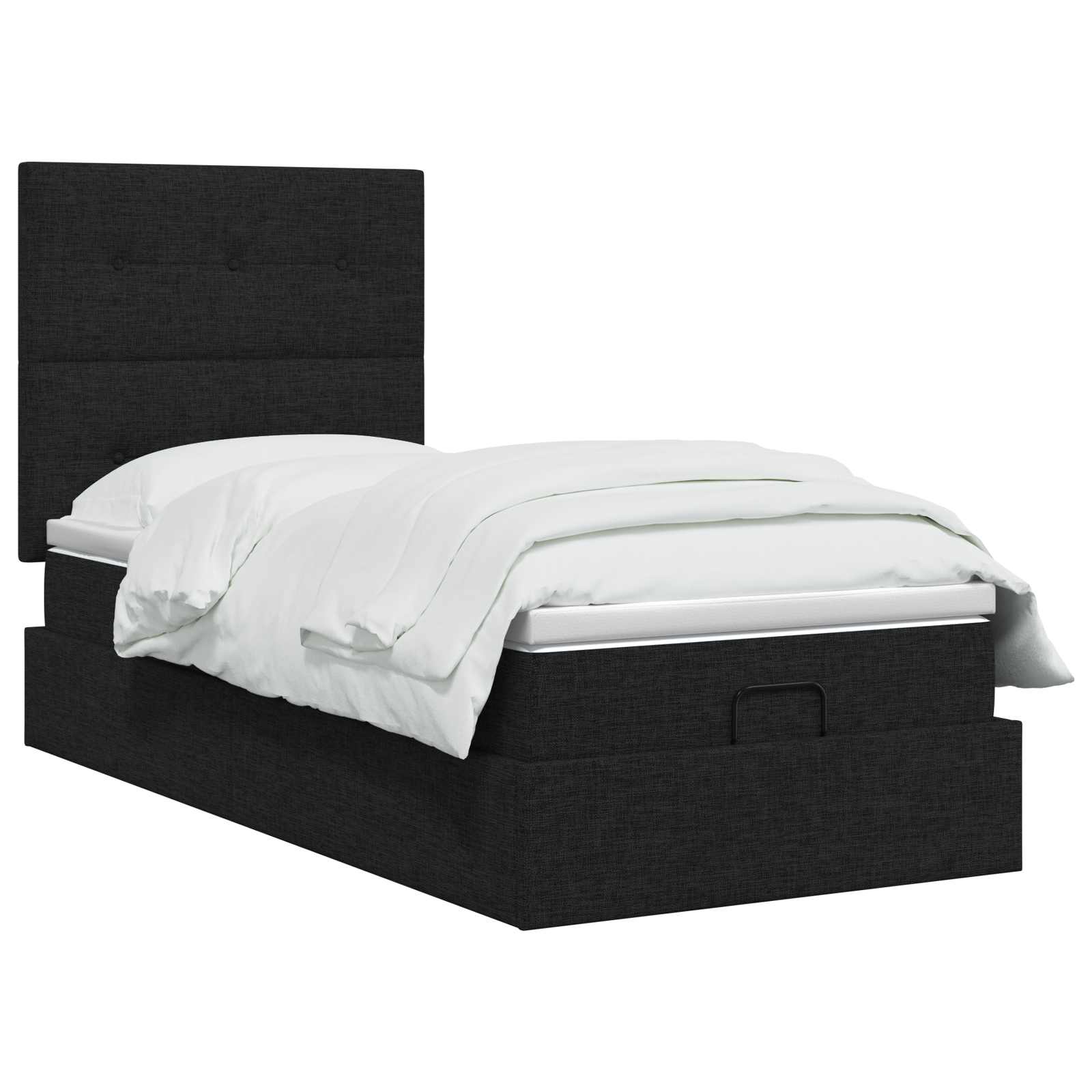 Ottoman Bett mit Matratze Schwarz 90 x 200 cm Stoff