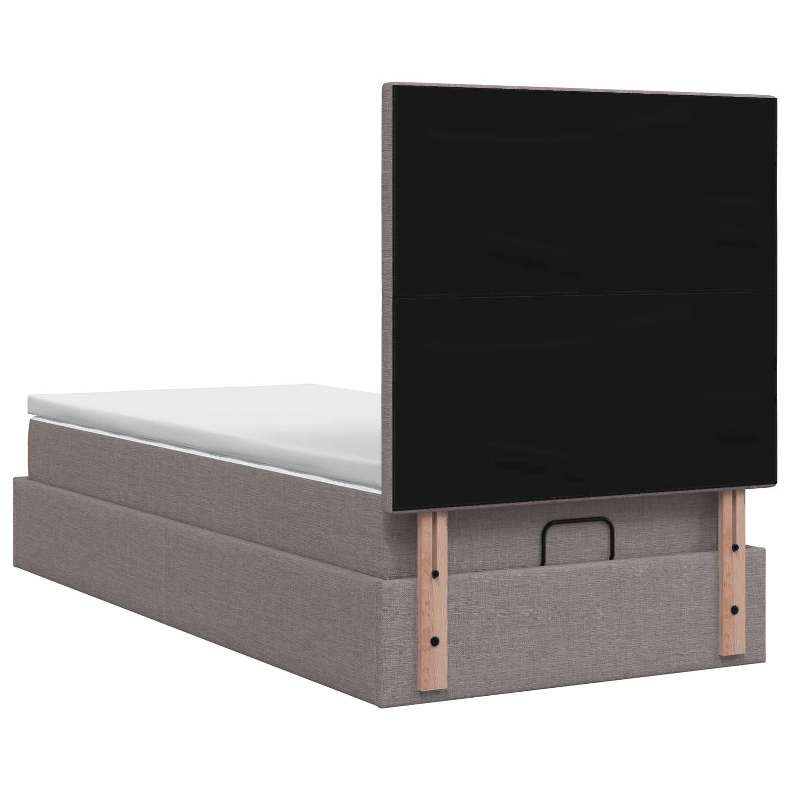 Ottoman Bett mit Matratze mit Kopfteil Taupe 90 x 200 cm Stoff