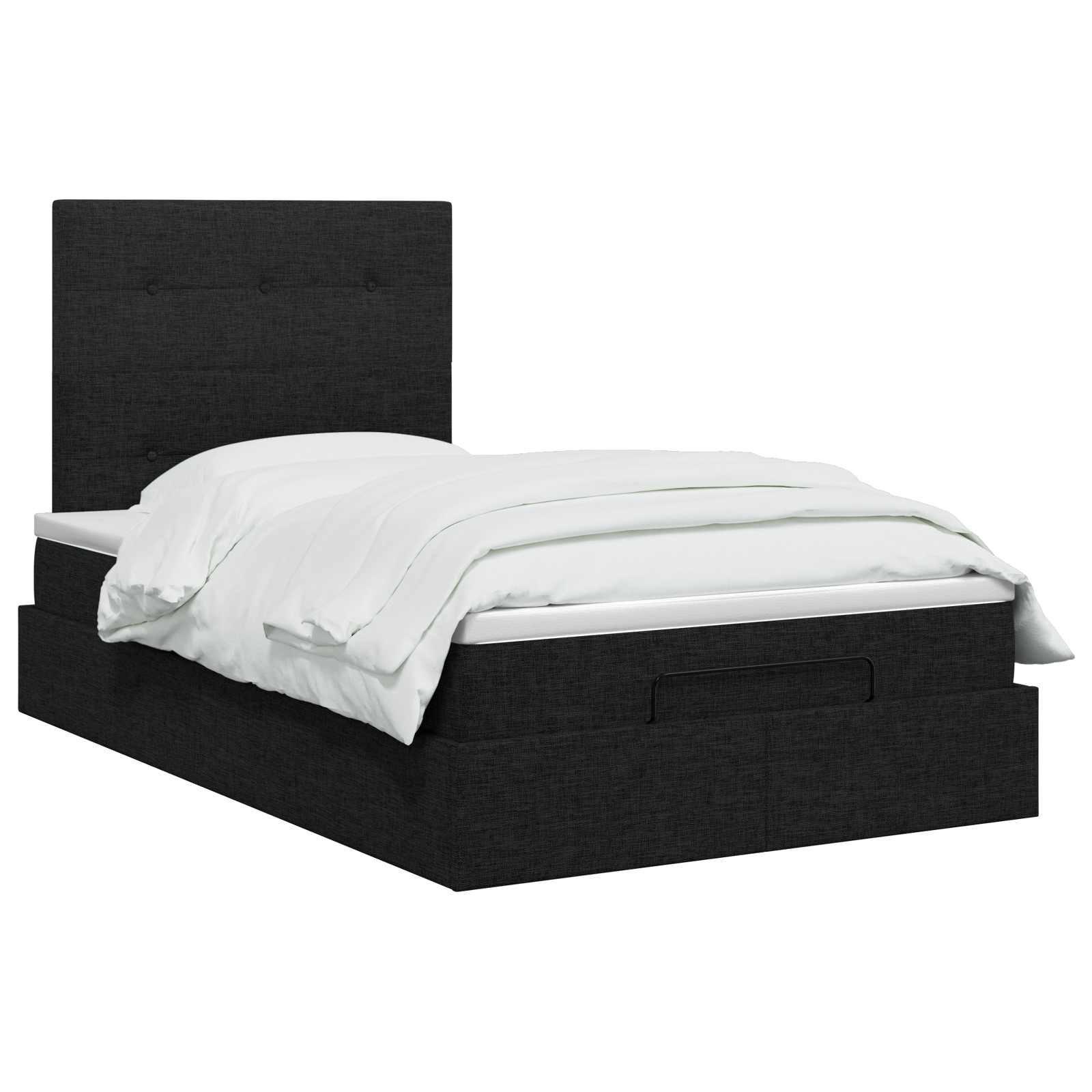 Ottoman Bett mit Matratze Schwarz 120 x 190 cm Stoff
